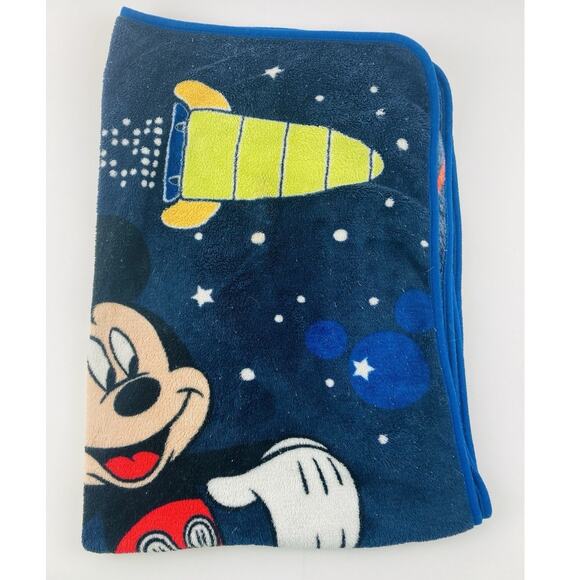 Mickey Mouse Disney Plush Fleece Kid Blanket Blast Off Rocket Space Countdown Bl - Picture 3 of 10